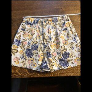 Vintage Flowered High Waisted Jean Shorts